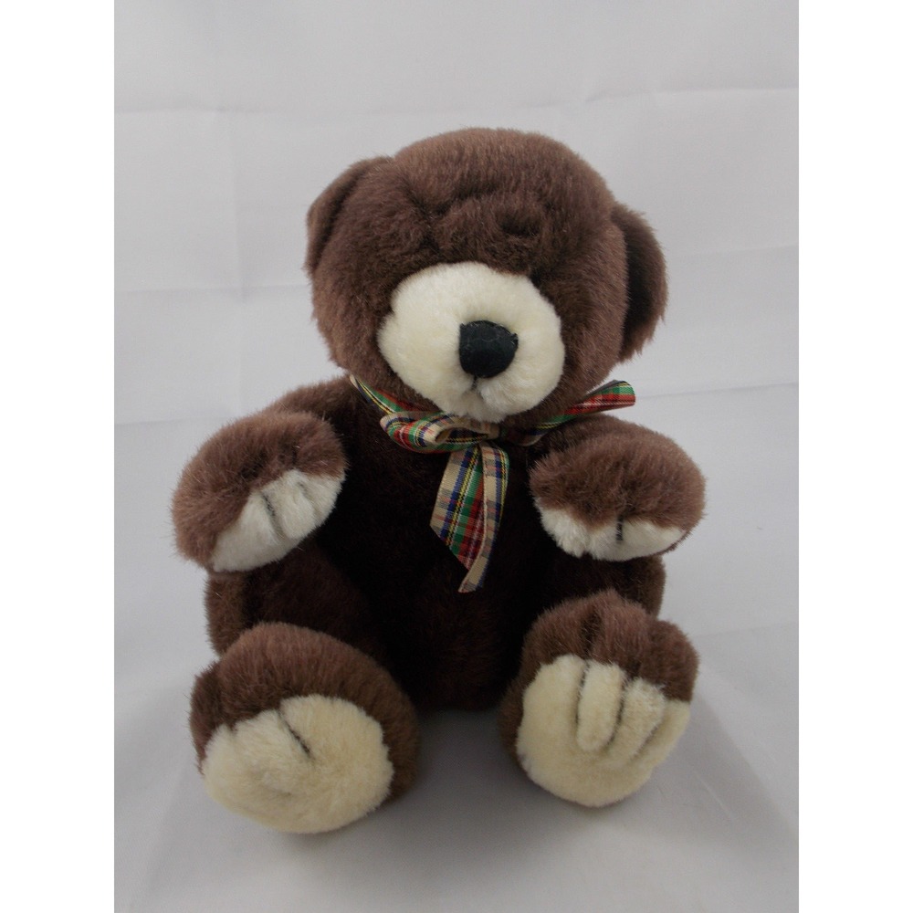 Ganz Brown Bear Checkers Plush Sits 7 Inch 2000 Stuffed Animal Toy